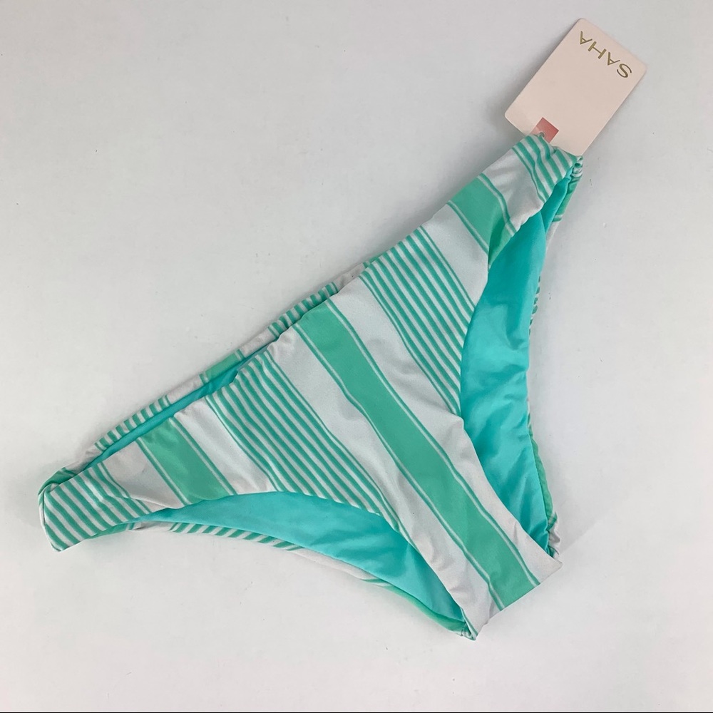 Saha NWT Mint Green and White Striped Bikini Bottoms, Small